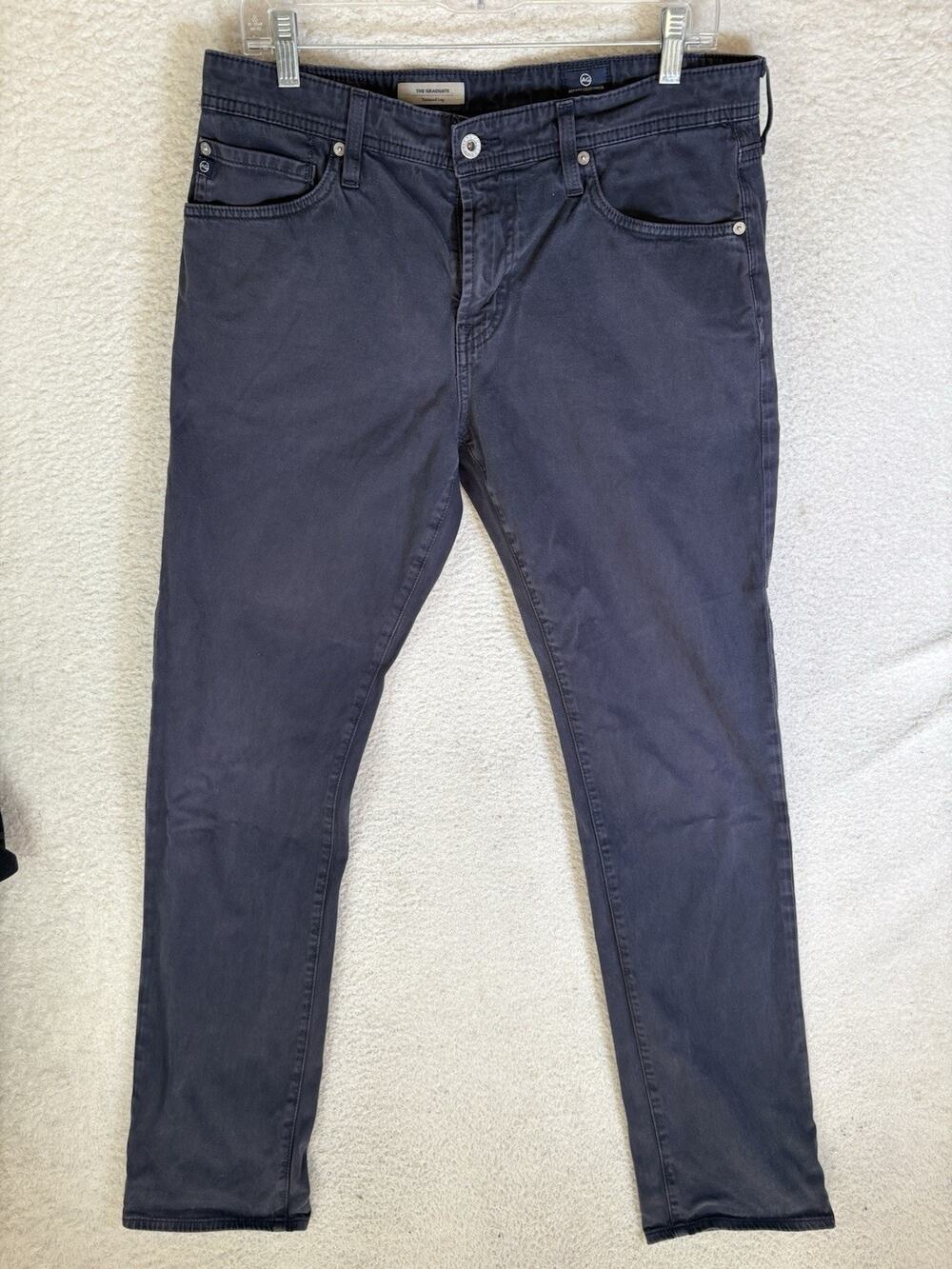 AG Adriano Goldschmied Graduate Jeans Mens 33x34 Navy Blue Tailored Leg